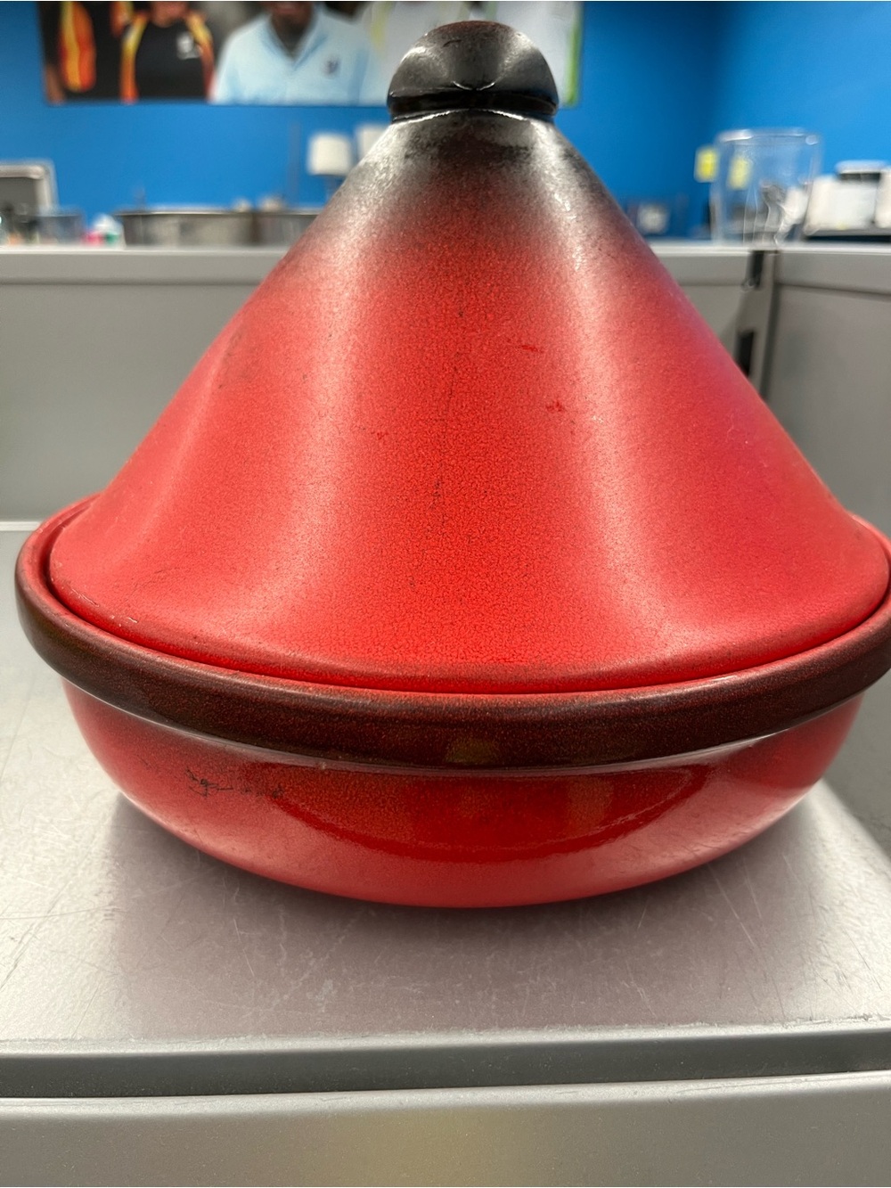 Red Ceramic Tagine with Conical Lid - Home Kitchen Portugal